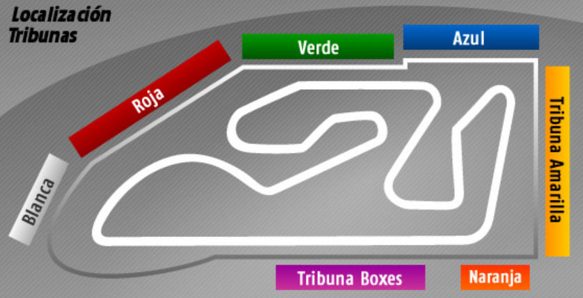 Locations of the grandstands of circuito Ricardo Tormo Cheste