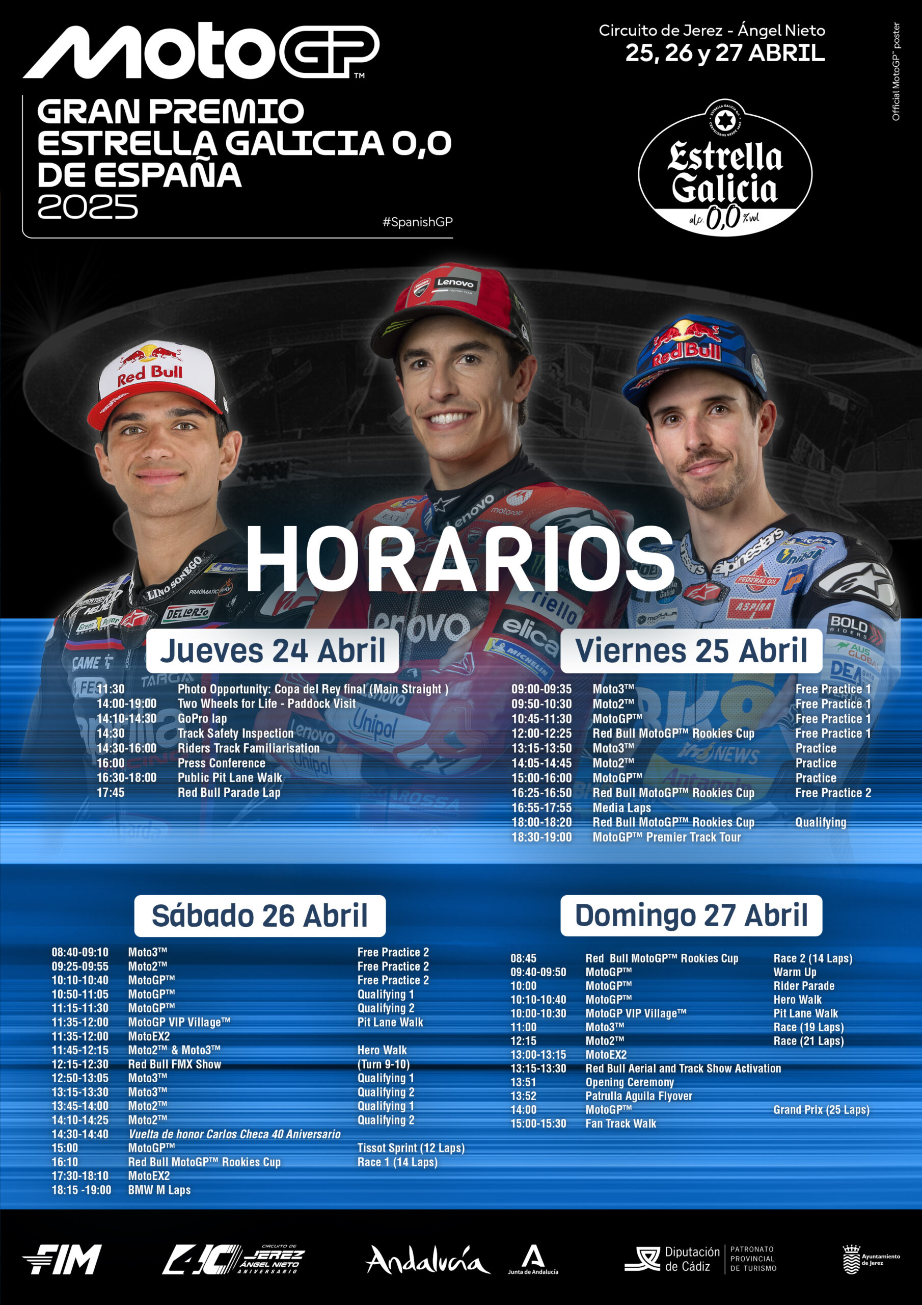 Timetable MotoGP 2025 Circuito de Jerez-Angel Nieto